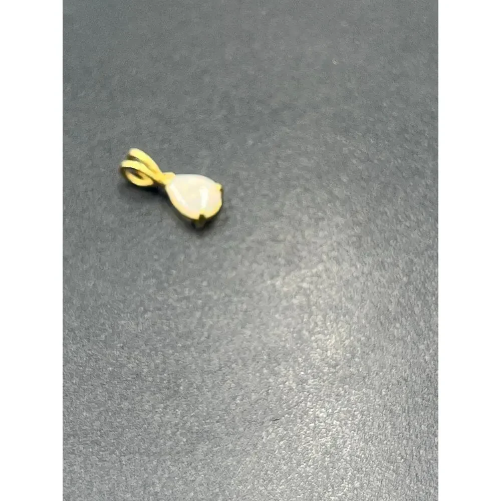 14K Yellow Gold‎ Pear Shape Fire Opal Pendant 7x5mm Natural Stone .60g Vintage